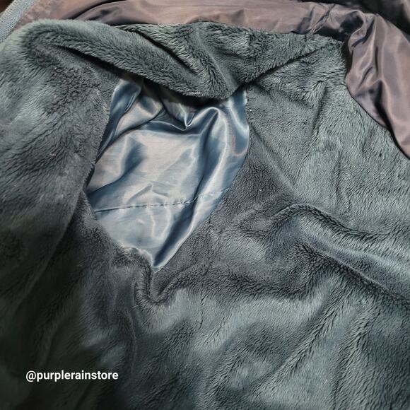 Jones New York Down Quilted Puffer Parka XL Faux Fur Blue Preppy Outdoor Winter - Picture 5 of 16